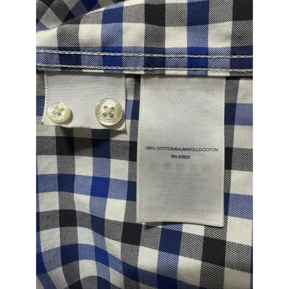 Lands End Men’s Plaid Long Sleeve Button Down XL/T 17-17 1/2 Blue, Black, White - Picture 11 of 11